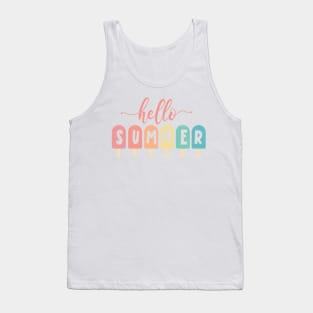 "Hello Summer" Pastel Popsicles Tank Top